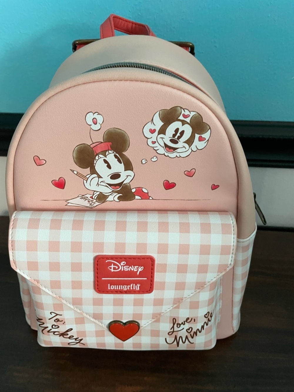 Loungefly Pink Minnie Mouse Gingham Mini Backpack